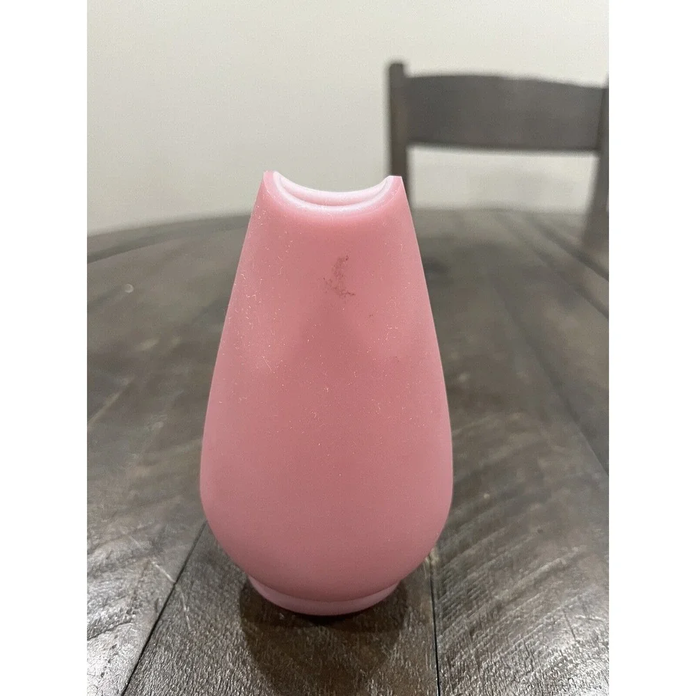 Fenton Rose Quartz Glass Vase Morning‎ Glories Decoration 1980's - 4.5